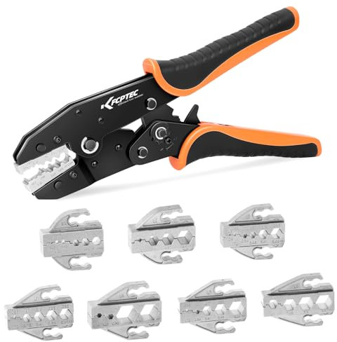 KF CPTEC Juego de alicates de crimpado con cable coaxial, 8 piezas, con mordazas intercambiables para conectores coaxiales, terminales tipo RG
