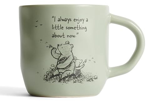 Fyrklövern Mug Winnie l'ourson Disney 30cl - Grès de haute qualité avec Winnie l'ourson avec citations originales et touche faite à la main (Vert)