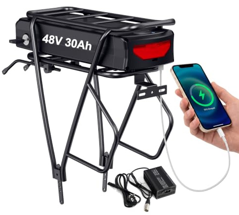 Batterie 48V 2000W 1500W 1000W - Batterie de vélo électrique avec Porte-Bagages arrière -Litio Batterie Ebike