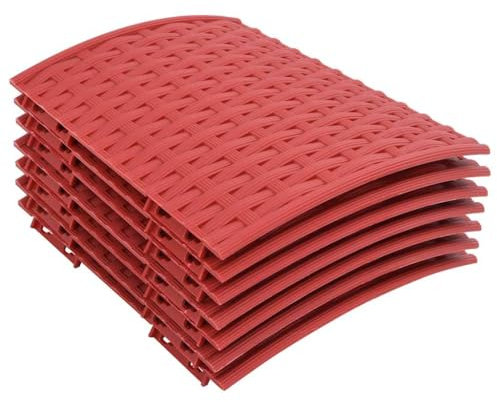 vidaXL Weihnachtsbaum Rock, Christbaumrock mit Rattan-Optik, Tannenbaumrock für Christbaum Ständer, Baumrock Baumkragen, Rot Kunststoff