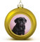 Weihnachtskugel-Ornamente, 6,1 cm, bruchsicherer Kunststoff, dekorative hängende Kugel, niedlicher schwarzer Mops, bedruckt, Ekorationsball für Weihnachtsbäume und Feiertagsdekoration, Rot und Gold