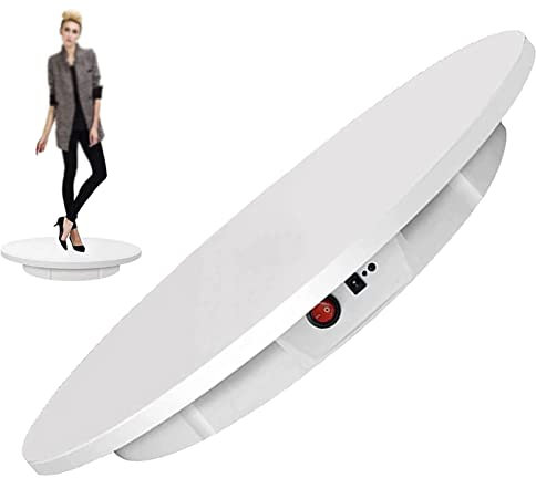 HSSMEUR Electric Turntable,Motorized Rotating Display Stand,Large Electric Turntable for Photography Products,Panoramic Images,3D Scanning (White 60cm)