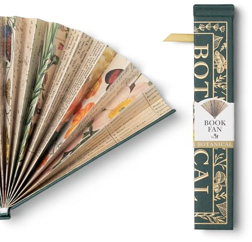IF Book Lover’s Paper Fan – Elegant Handheld Fan, Perfect for Reading Outdoors, Gifts for Bibliophiles & Book Club Accessories - Botanical theme