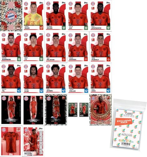 Bundle mit Topps Bundesliga Sammelsticker - 2024/2025 - Mannschaftspaket - FC Bayern München + exklusive collect-it Hüllen