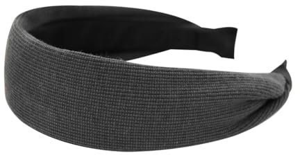 axy HR10B Serre-tête large en tissu côtelé pour femme (gris foncé, large)