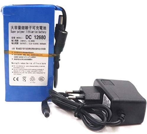 ele ELEOPTION 6800 mAh Wiederaufladbarer Lithium-Ionen-Akku 12V für CCTV-Kamera inkl. Batterieadapter DC12680
