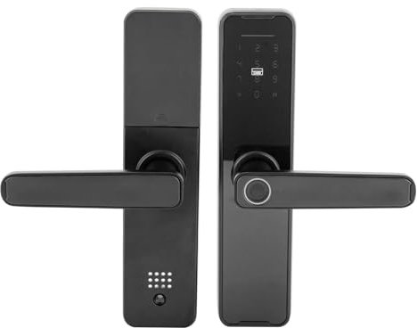 Cerradura de puerta de huellas dactilares, cerradura de puerta inteligente, cerradura electrónica con llave de huella digital y teclado digital, tarjeta magnética/llave/desbloqueo temporal de programa