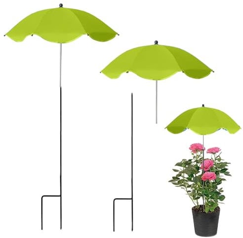 Plant Shade Umbrella, 2 Pack Plant Shade Cover Garden Shade Umbrellas for Sun Control, UV Resisitant, Sunblock Umbrella for Outdoor Indoor Plant and Potted Plant (Green x2)