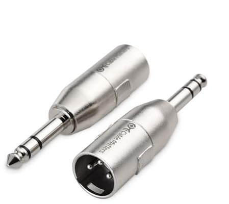 Jack to XLR Adapter 2 Pack 6.35mm to Xlr Adapter 3-Pin 1/4 TRS Male to XLR Male Microphone Audio Adapters for Mixers Amplifiers Studio Monitors Microphone Converter Male to Male
