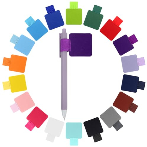 Quilax 18 Stück Stiftschlaufe Selbstklebend, Stifthalter Notizbuch,Pen Loop | 18 Farben, Multifunktionaler, Pen Holder,für Tablet, Tagebuch,Kalender,Notizbuch
