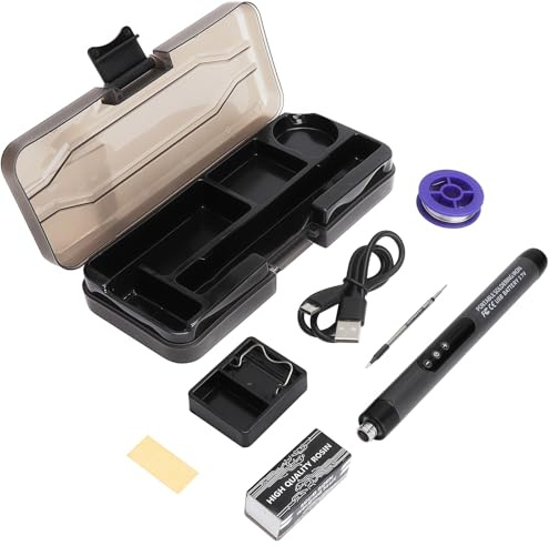Soldador de estaño USB-C inalámbrico – Kit profesional de soldadura con pantalla digital, calentamiento rápido en 3 s, temperatura ajustable 180–450 °C, luces LED integradas, apagado automático