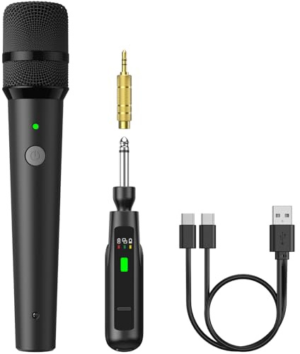 TONOR 2.4G Wireless Microphone & Receiver, Rechargeable Karaoke Microphone for Singing, 50ft / 15m Range, Cordless Handheld Mic System for Home Party, Birthday, TW-210