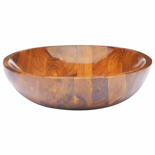 Lavabo bois de teck massif 60x40x10 cm vasque évier salle de bain encastré suspendu plan toilette robinetterie bonde siphon colonne piédestal drainage