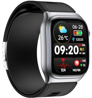 Domars Smart Watch with Pump-Enabled Blood Pressure Analysis,2.06-inch AMOLED HD Screen,ECG Insights,AI Multiple Motion Modes,530mA Battery,30+ Languages, IP66 Waterproof for Android iOS (Black1)