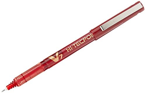 Pilot V7 Hi-Tecpoint Rollerball Pen, 0.7 mm Tip - Red, Box of 12