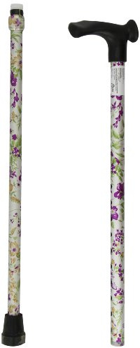 DAYS Right Handed Walking Stick – Adjustable Height Aluminium Cane with Contoured Grip Handle, Ergonomic Support for Elderly & Disabled – Woodland Flowers Design, 74–95cm