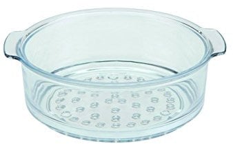 SKK 06024 Glas - Dünsteinsatz, rund, ø 24 cm, universal für Kochtopf und Bratentopf einsetzbar, schonendes Zubereiten von Gemüse und Babynahrung, Klar