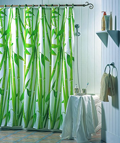 MSV Anti-Schimmel Duschvorhang - Anti-Bakteriell, waschbar, wasserdicht, mit 12 Duschvorhangringen - Polyester, „Bambus“ 180x200cm