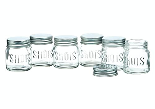 BarCraft Jar Shot Gläser mit Deckel, 6er Set, 60ml, Mini-Glasgefäße