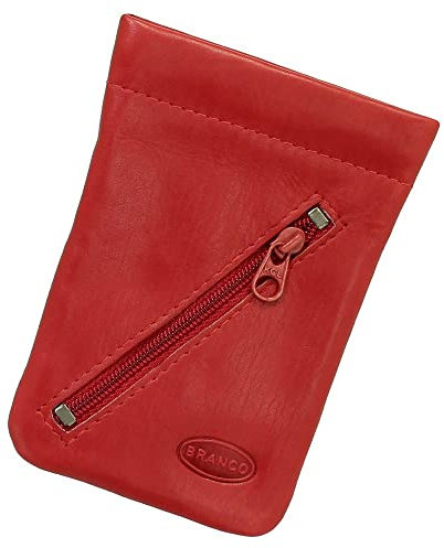 Leder Schlüsselglocke Schlüsseletui Schlüsseltasche Schlüsselmappe Schlüsselbeutel mit Reißverschlussfach Farbe Rot