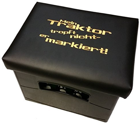 Bierkastensitz Hocker für Bierkisten Sitzkissen mit Spruch mein Traktor tropft nicht...