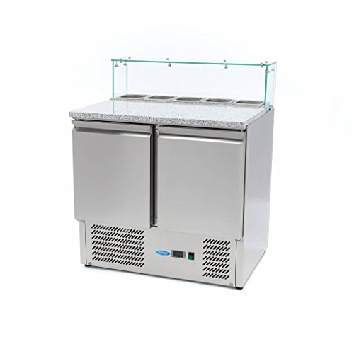 Maxima Réfrigérateur pour la préparation des pizzas - 90 cm - 2 portes - s'adapte à 5 x 1/6 GN - incl couvercle en verre