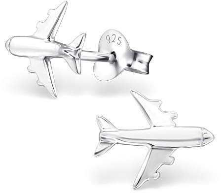 Monkimau Mädchen Ohrringe Flugzeug Ohrstecker aus 925 Sterling Silver Silber