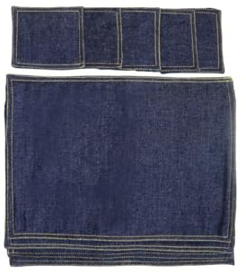 Sterling Sports® Oxford Denim Apron Cotton Indigo 70 x 80 cm- Denim Double Oven Glove Indigo 17 x 90 cm- Pot Holder-Gauntlet-Oxford Vintage Denim Place-mats (Placemats and Coaster Set of 8 (4+4))