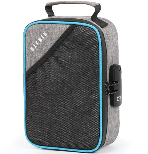 OZCHIN Smell Proof Bag with Combination Lock Lunch Bag File Organizer Case Container; Medicine Lock Bag Travel Storage Case Safe Bag for Documents and Valuables Storage (24x15x9cm)