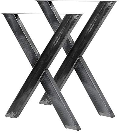 WilTec Pieds de Table en Forme de X - 600 x 40 x 720 mm - Couleur Noire - Finition en Acier Verni - Piètement Meuble - Piètement Support Bureau pour Plan de Travail Salle à Manger