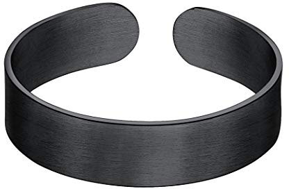Suplight Knöchel Ring schwarz Edelstahl für Männer Frauen 5mm breit matte Offener Ring verstellbar Band Ring Verlobungsring Ehering Finger Modeschmuck Geschenk für Jahrestag