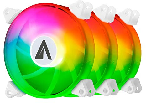 ABYSM Gaming Pack de Tres Ventiladores para PC ARCLIGHT ARGB, 120 mm con Controlador y Mando a Distancia para Configurar su Iluminación o Velocidad