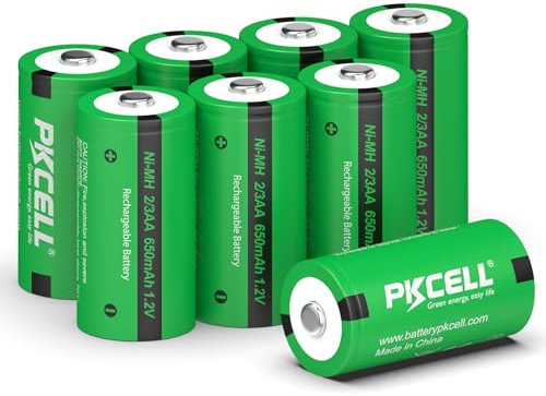 PKCELL Wiederaufladbare Batterie NIMH 2/3AA 1,2V Akku(Nicht AA、AAA、2/3AAA) 650 mAh für Solarlampen, 8 Stück