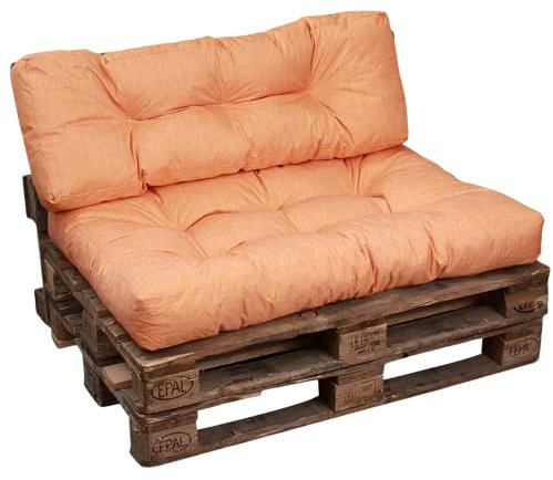 bananair - Palettenkissen Outdoor Set - Bequem, Robuster, UV-beständiger & Wasserabweisender - Ideal für Europaletten, Palettenmöbel (1 Sitzkissen 120x80 cm + 1 Rückenkissen 120x40 cm, Orange)
