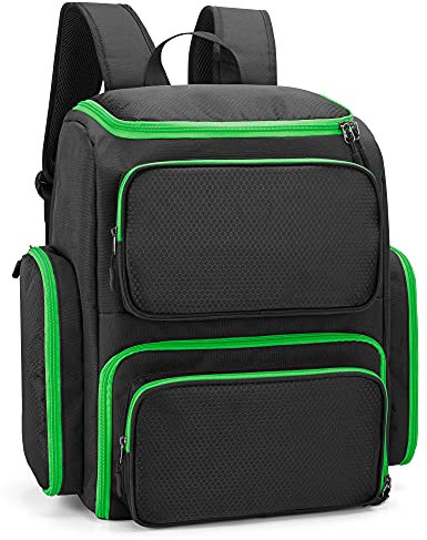 Trunab Rucksack Aufbewahrungs Kompatibel mit Xbox Series X, Grün, Schutz Rucksack Großer Kapazität, mit Taschen, Trennwänden für Xbox Controller und Spielzubehör