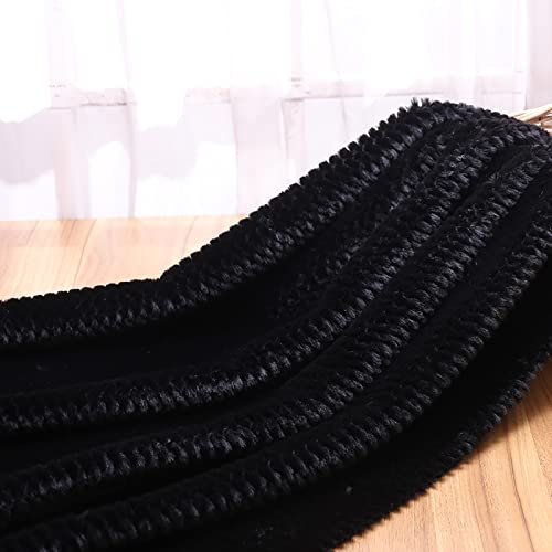 Yimihua Ananas Plüschstoff Velour Kunstfell Kaninchen Fell Stoff 10mm Florlänge Stoffe zum nähen polsterstoff 160cm*50cm,Schwarz(Size:1.6m*5m)
