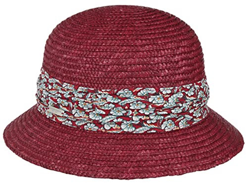 Seeberger Mariva Flower Bortenhut Strohhut Damenhut Sommerhut Sonnenhut Strohglocke (One Size - rot)