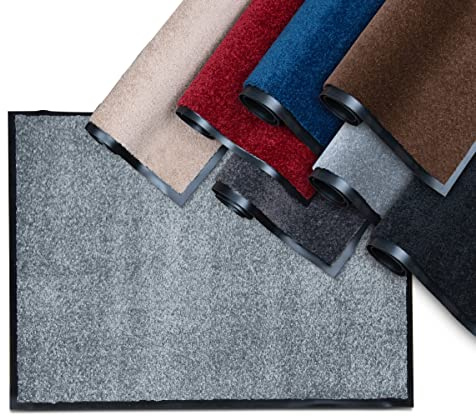 Studio M - Paillasson pour entrée Interieur 40x60 cm - Absorbant - Antidérapant - Lavable - Anti Poussiere - pour Tous Sols - sous Porte - Résistant aux UV - Gris