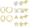 Gold Ohrringe Ohrstecker Set, 2 Paar Creolen Ohrringe mit 4 paar Diamanten Ohrstecker klein, Hypoallergen CZ Knorpel Ohrringe Ohrstecker Set für Damen Männer Frauen
