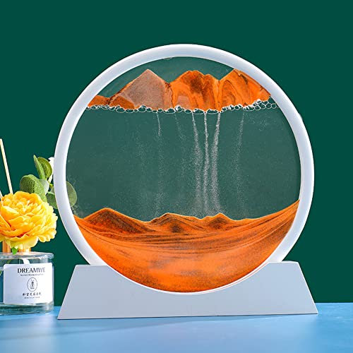 Peinture de Sable Fluide, Cadre de Sable Fluide, Mouvement Dynamique, Sable 3D en mer Profonde en Mouvement,Relaxant décoration de Travail à la Maison, au Bureau (Orange)