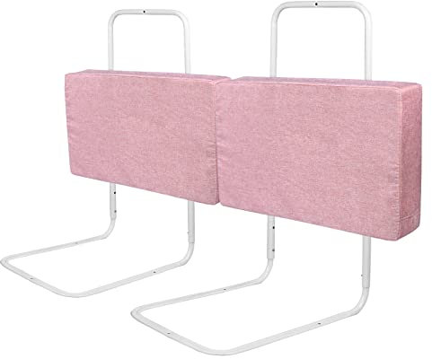 UISEBRT 2 Stück Bettgitter 60cm Rausfallschutz Bett, Bettschutzgitter für Kinder 5-Loch Höhenverstellbar Kinderbettgitter Sicherheitsschutz für Kleinkinder, Babys und Kinder, 120cm, Rosa