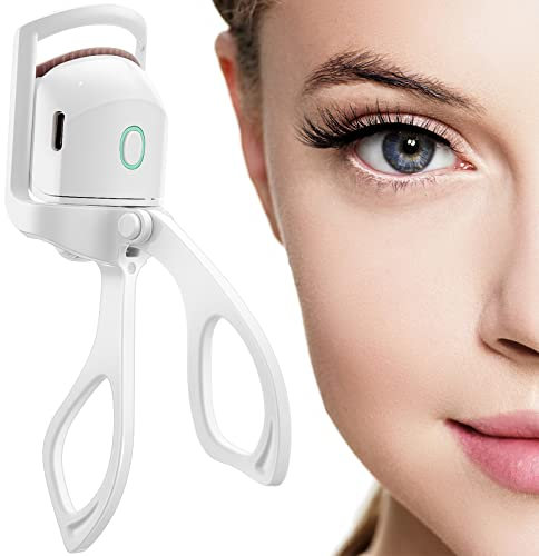 Heated Eyelash Curler Electric Rechargeable Travel Quick Long Lasting Lash Curler Handheld Portable Pre-Heat for Women Makeup Accessories