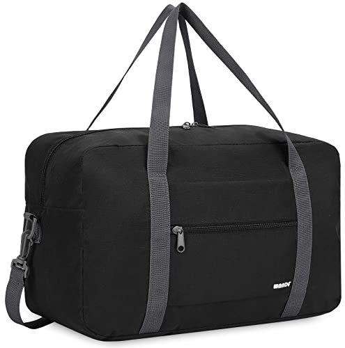 Ryanair Handgepäck 40x20x25cm Handgepäck Tasche für Flugzeug Reisetasche Klein Faltbare Sporttasche Weekender Handgepäck Koffer für Herren und Damen von WANDF (Schwarz 20L mit Schultergurt-UK)