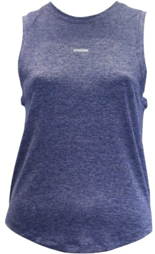 GYMSHARK Womens Flex Dropped Arm Tank Top, Navy Marl/Light Grey, X-Small [Variation]