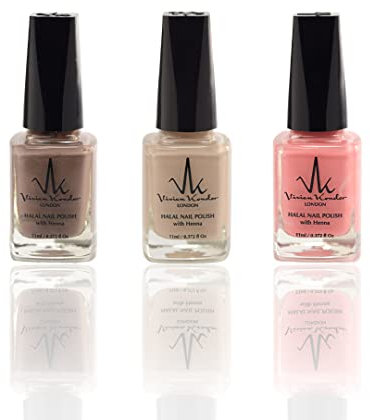 (Combo of 3) Henna Infused Permeable Nail Polish Wudhu and Vegan Friendly Long lasting Halal Polish (Desert Sand + Azim + Amira)