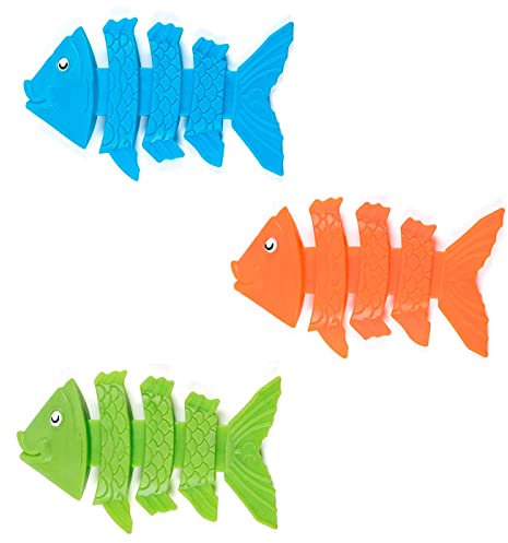 Acan Tradineur - Set de 3 Peces Flexibles de Colores para Buceo, plástico, Juegos acuáticos, Piscina, coordinación Mano-Ojo, Conciencia del Espacio, natación, niños, 11 x 6,5 cm