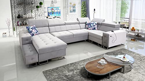 All4All Ecksofa Hugo IV 362x210cm - Schlaffunktion - Bettkasten - U-Form - Couch - Eckcouch - Schlafsofa - Sofaeck - Bett - Wohnlandschaft - Stoff aus Kundenwunsch Seite Links 26