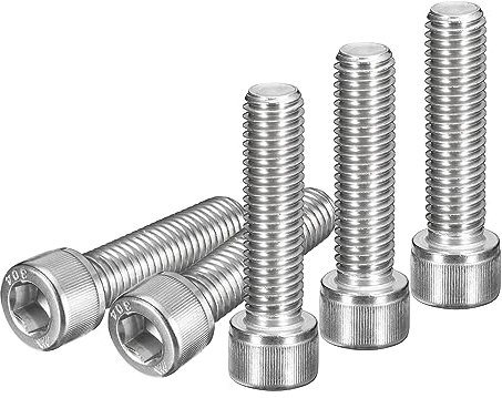 DTGN 1/2-13x2 (DxH) Vite Esagonale a Testa Cilindrica con Presa Esagonale - Confezione da 5 - Viti Esagonali a Testa Cilindrica in Acciaio Inossidabile 304 - Colore Argento