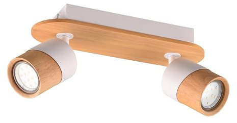 Trio Leuchten Deckenleuchte Aruni 801100231, Metall Weiß matt, Holz Natur, exkl. 2x GU10