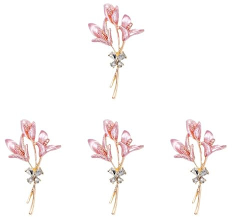 GALPADA Lily Brosche 4 Stück Lilie Brosche Dekorative Broschennadel Modebroschen Kragennadel Reversnadel n Strass-blumen-brosche Neuheit Schalhalter Schal-rack Legierung 3d Pullover